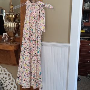 Cece tie neck printed shift dress